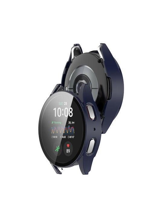 Carcasă de protecție impermeabilă pentru ceas Samsung Galaxy Watch 7 40mm PC+Film călit încorporat Albastru închis