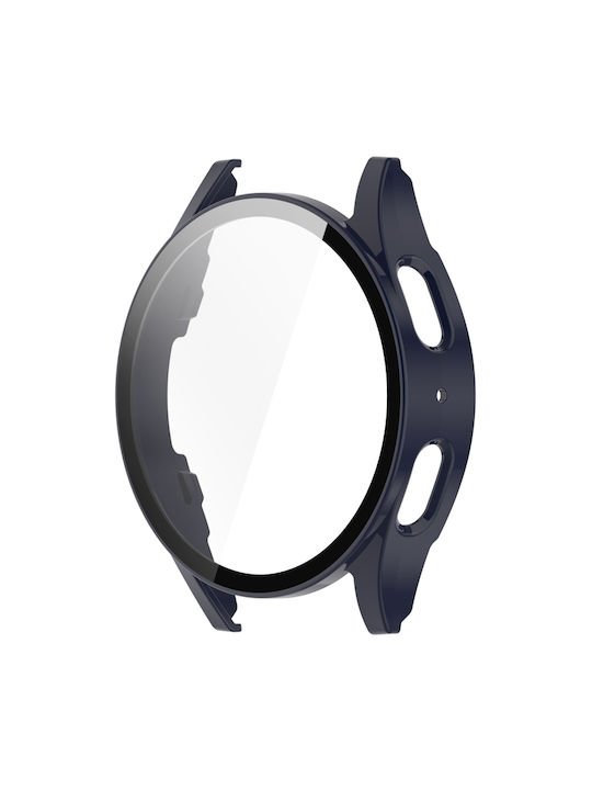 Samsung Galaxy Watch 7 40mm Pc+tempered Film Ενσωματωμένη Αδιάβροχη Προστατευτική Θήκη Ρολογιού Σκούρο Μπλε