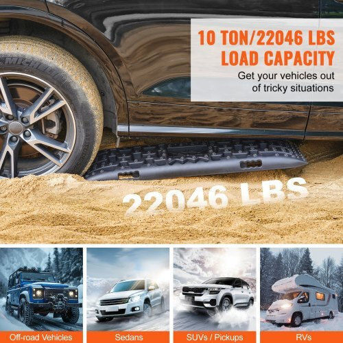 Set of 2 Vevor Traction Mats for Mud, Snow, Sand with Storage Bag Black Qctkbzbs2jzzyhdqzv0