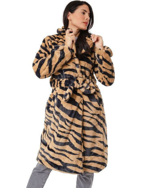 Women's Long Fur Animal Print