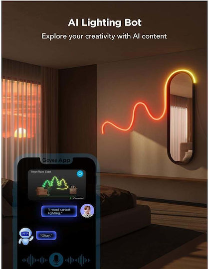 Govee Smart LED Strip Neon Rope Light 2 Wi-Fi RGB Light 3m Neon Flex with Power Supply