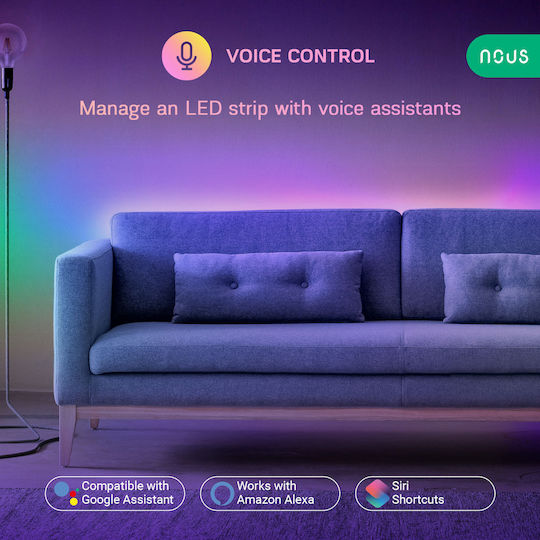 Nous Inteligent Bandă LED Wi-Fi RGB Lumină 5m Tip SMD5050