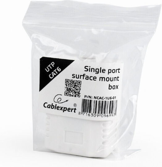 Cablexpert Single Network Socket RJ45 with Cat6 Type Frame in White Colour NCAC-1U6-01