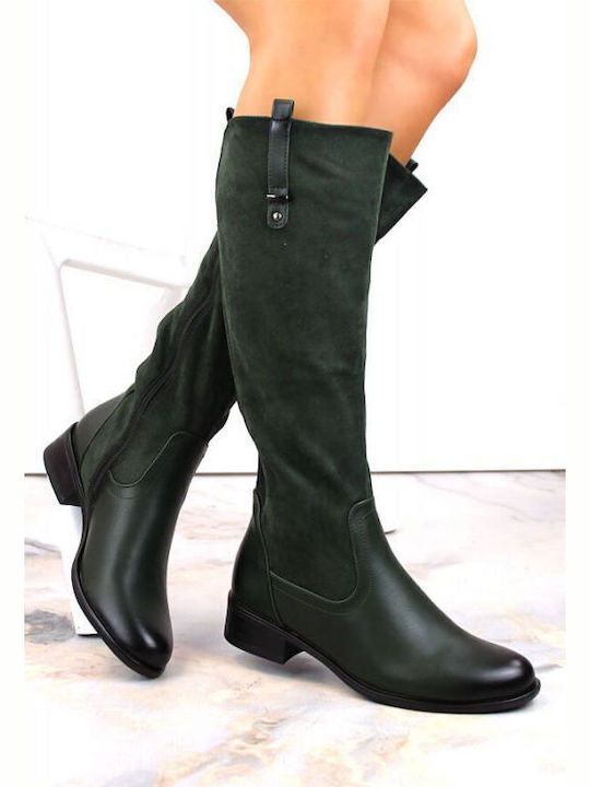 Damenstiefel mit Pelz Grün