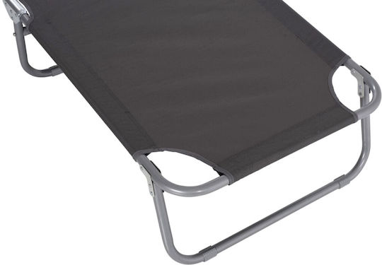 HomeMarkt Kalynda Foldable Metallic Beach Sunbed Gray 180x55x25cm