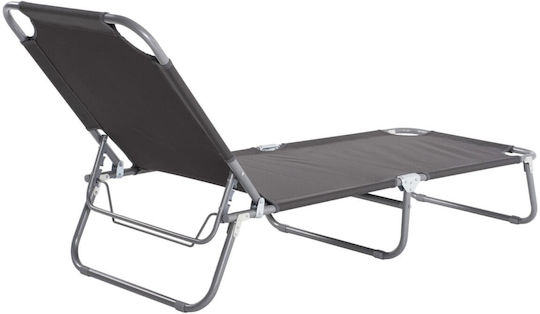 HomeMarkt Kalynda Foldable Metallic Beach Sunbed Gray 180x55x25cm