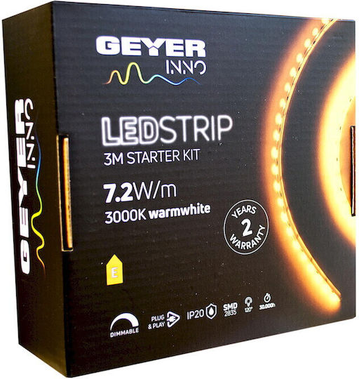 Geyer LED Strip 12V Warm White Light 3m with Power Supply