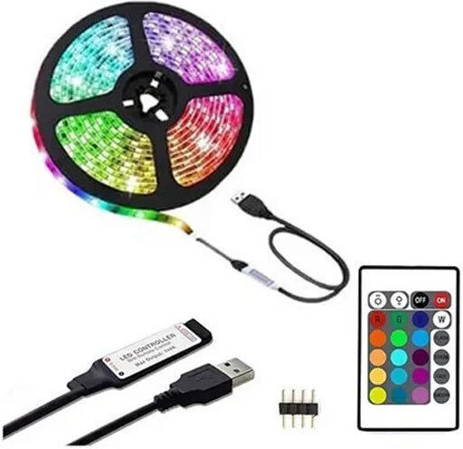 Andowl Αδιάβροχη Ταινία LED USB 5V RGB Φως 10m Τύπου SMD5050 με Τροφοδοτικό & Τηλεχειριστήριο