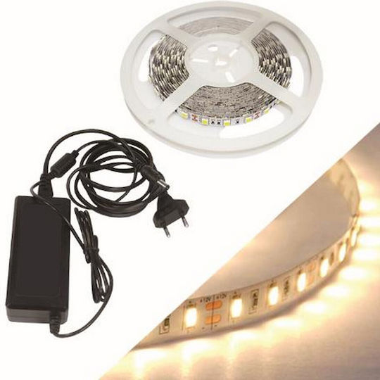 Fos me Rezistent la apă Bandă LED 12V Alb Cald Lumină 2m cu Sursă de alimentare