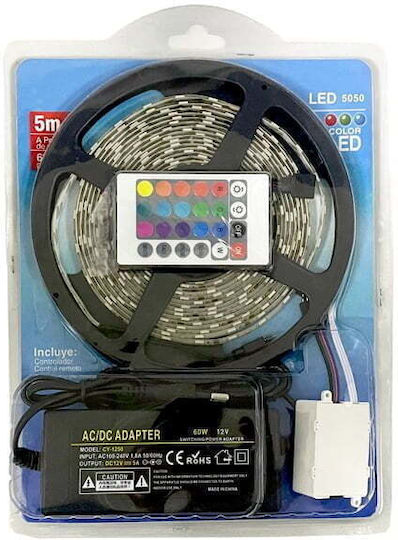 LED Strip 12V RGB Light 5m Type SMD5050 with Power Supply & Remote Control