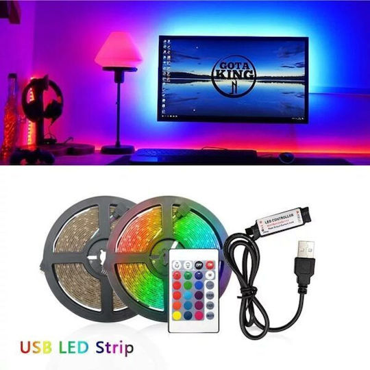 Aerbes LED Strip USB 5V RGB Light 2m Type SMD5050 with Power Supply & Remote Control