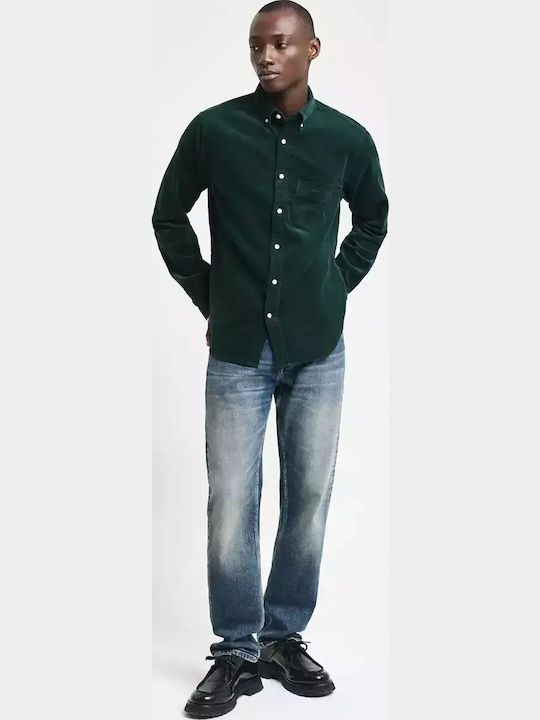 Long-sleeved Corduroy Shirt Green