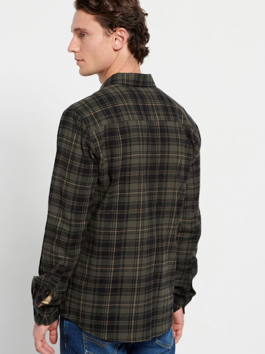 Funky Buddha Flannel Shirt Khaki