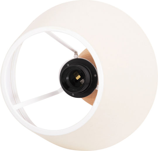 HomeMarkt Conni Wood Table Lamp for Socket E27 with White Shade and Brown Base