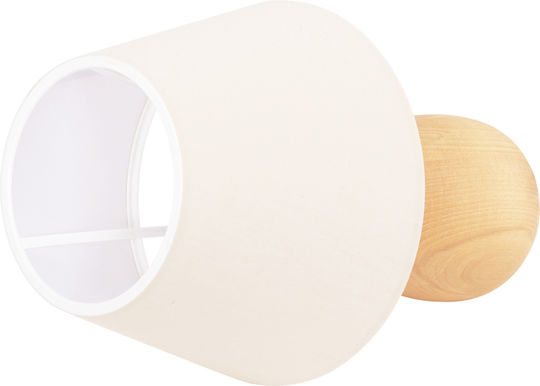 HomeMarkt Conni Wood Table Lamp for Socket E27 with White Shade and Brown Base