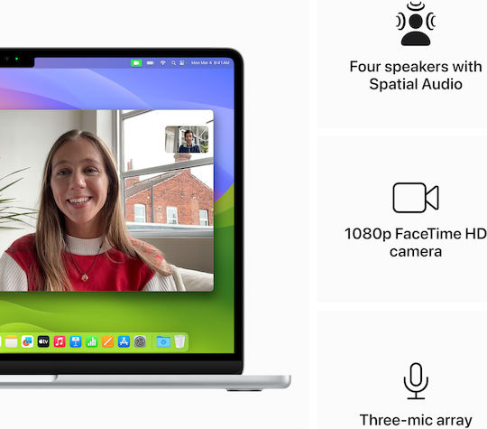 Apple MacBook Air 13" (2024) 13.6" Retina Display (M3-8-ядрен/16GB/256GB SSD/10-Core GPU) с 30W Зарядно устройство Сребрист (Английски (САЩ) Клавиатура)