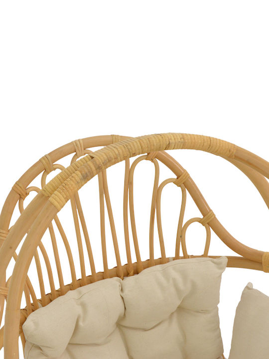 Κρεμαστή Κούνια Jorg Pakoworld Φυσικό Rattan-κρεμ Μαξιλάρι 80x59x105εκ 1 Τμχ