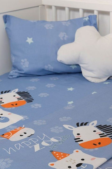 Viokarpet Комплект Бебешки Чаршафи За Количка Памучни Син 120x170бр 3бр