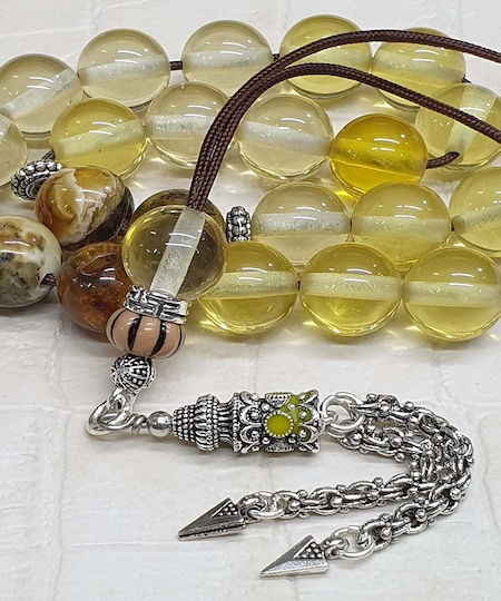 Roloi Komboloi Amber Worry Beads Yellow 33cm