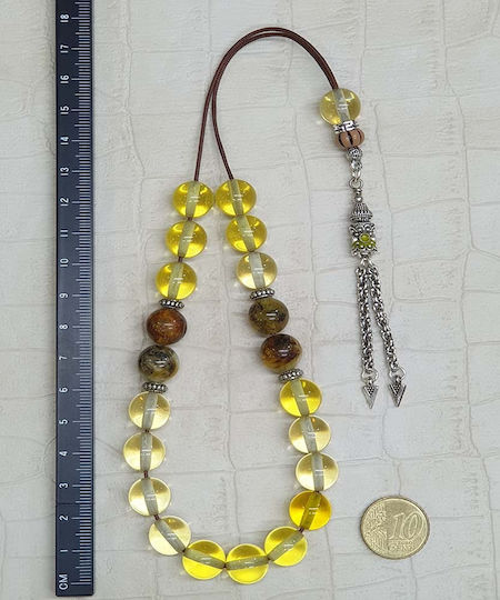 Roloi Komboloi Amber Worry Beads Yellow 33cm