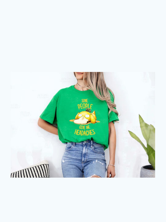Fruit of the Loom Pokemon Psyduck No25 Some People Give Me Headaches Blouse Pokemon Green Cotton