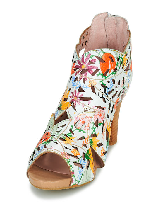 Leather Women's Ankle Boots with Ankle Strap White