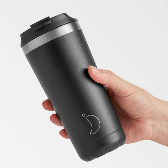 Chilly's Original Glass Thermos Stainless Steel / Plastic BPA Free 500ml Monochrome Black