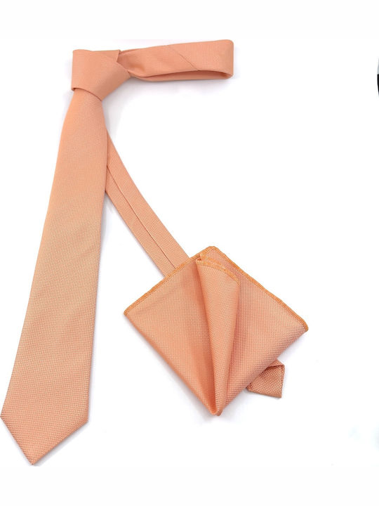 Legend Accessories Σετ Ανδρικής Γραβάτας Μονόχρωμη σε Πορτοκαλί Χρώμα