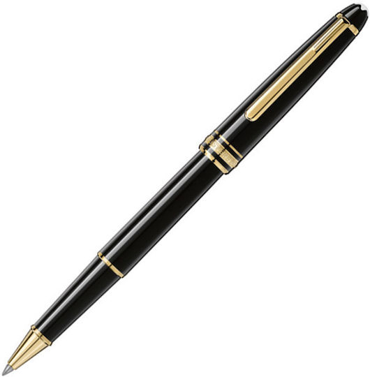 Mont Blanc Meisterstuck Pen Rollerball Black with Black Ink Gold-Coated Classique