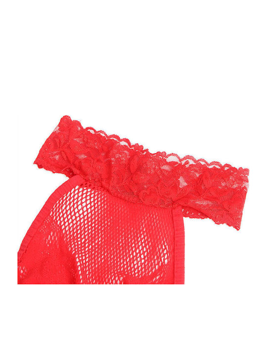 Subblime Sexy Bodystockings Gittermuster mit offenem Schritt Rot