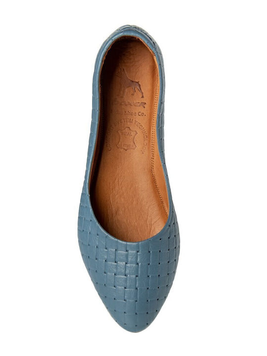 Lederne Damen Ballerinas in Blau Farbe