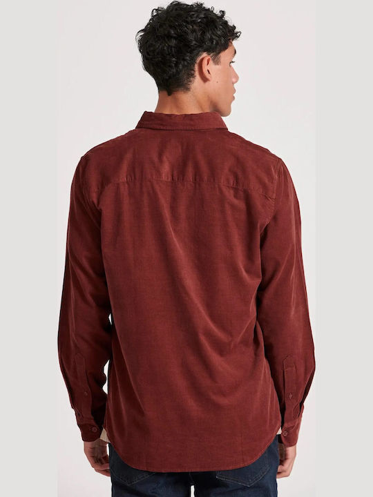 Long-sleeved Corduroy Shirt Burgundy