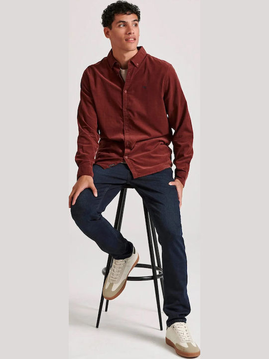 Long-sleeved Corduroy Shirt Burgundy