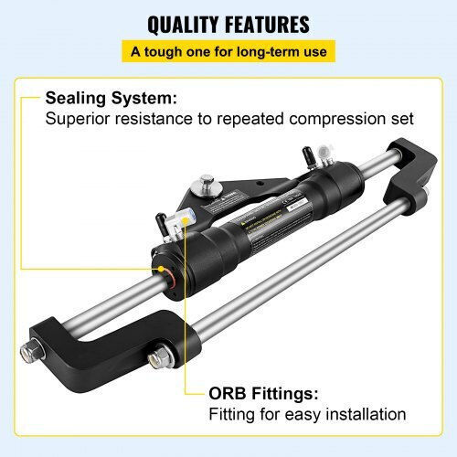 Vevor Hydraulic Steering Cylinder 300hp Hydraulic Steering Kit Outboard Front Mount Without Hydraulic Hose Steering Boat Rudder System Yydjhc5345-3yg001v0