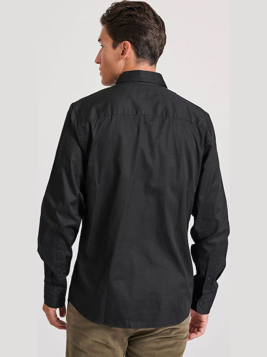 Long-sleeved Cotton Shirt Black