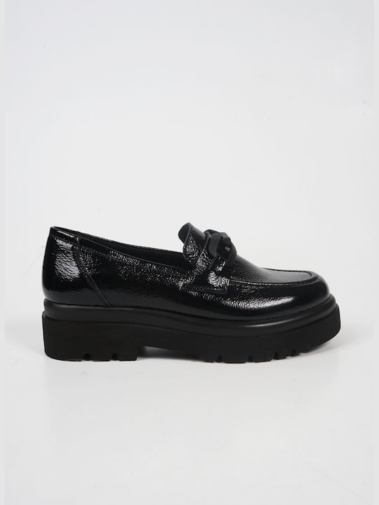 Ragazza Patent Leather Women's Loafers in Black Color