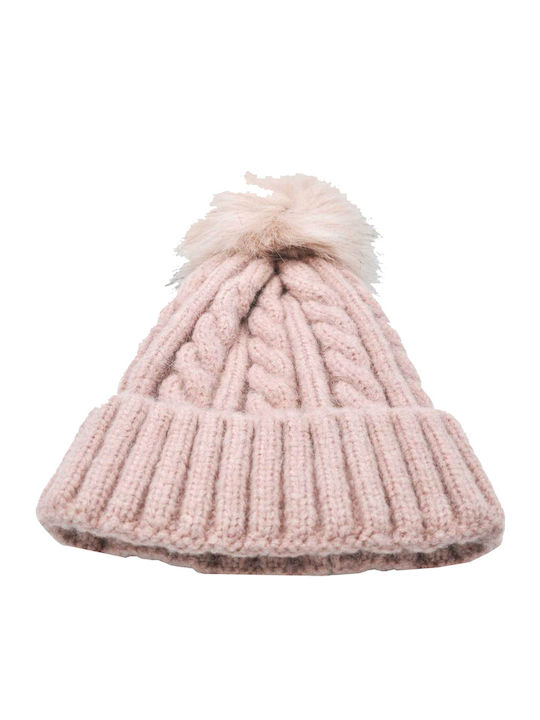 Set with Beanie Knitted in Beige color
