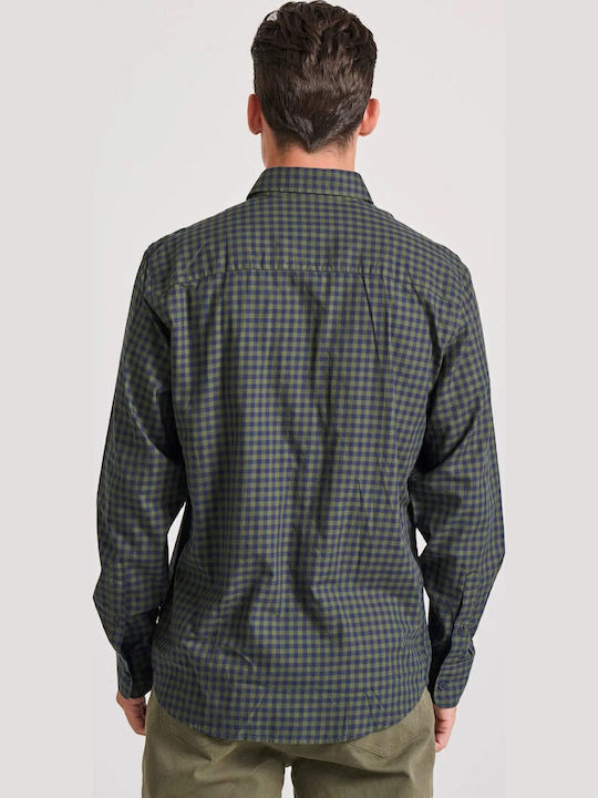 Long-sleeved Cotton Shirt Checked Gray