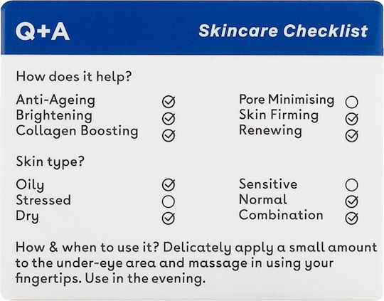 Q+A Natural Skincare Retinol Κρέμα Ματιών για Αντιγήρανση 15ml