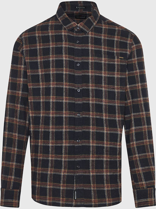 Long-sleeved Flannel Shirt Checked Black