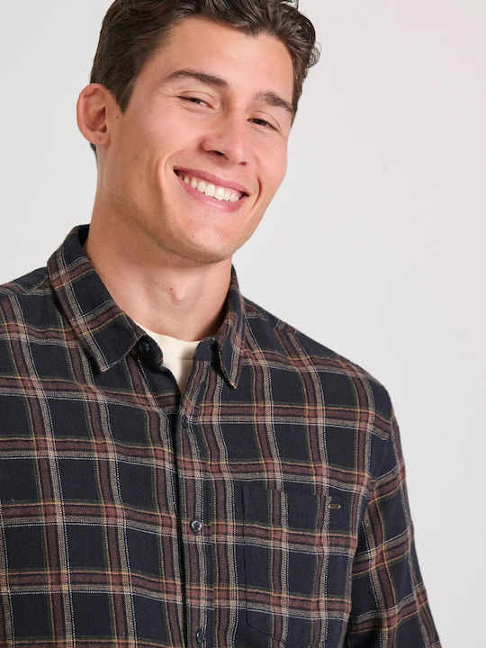 Long-sleeved Flannel Shirt Checked Black