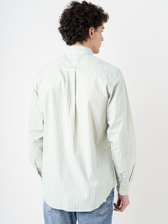Long-sleeved Cotton Shirt Striped Green