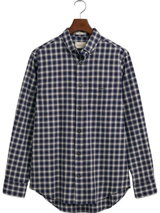 Long-sleeved Flannel Shirt Checked Blue