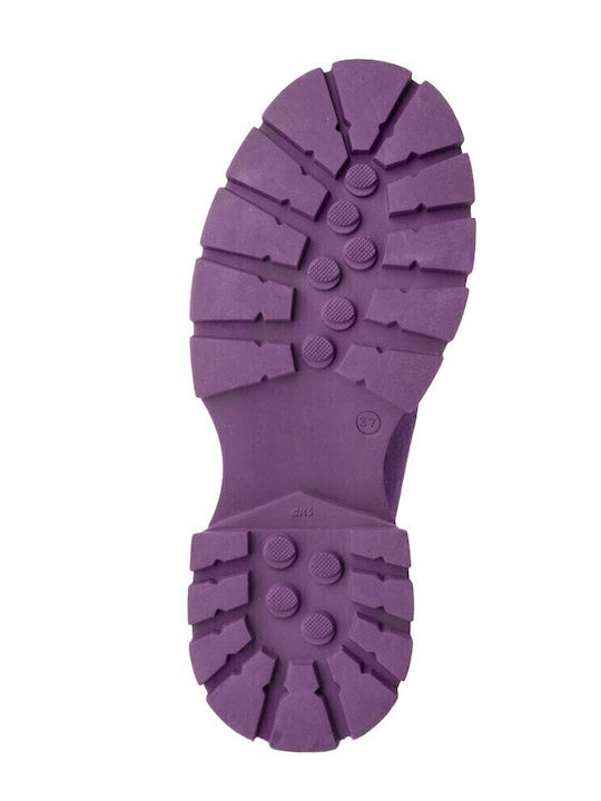 Δερμάτινα Γυναικεία Loafers σε Μωβ Χρώμα