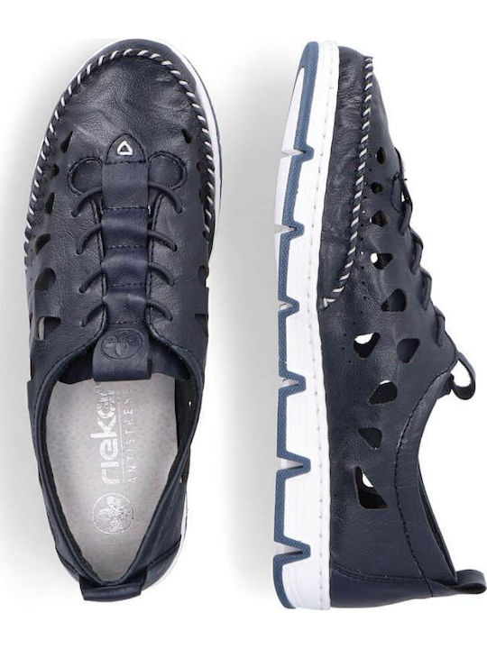Γυναικεία Slip-On Δερμάτινα Navy Μπλε
