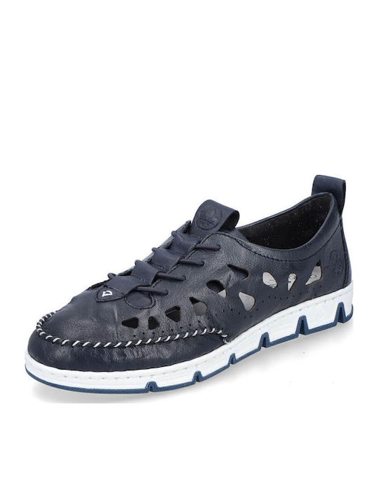 Γυναικεία Slip-On Δερμάτινα Navy Μπλε