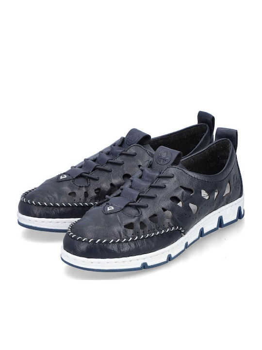 Γυναικεία Slip-On Δερμάτινα Navy Μπλε