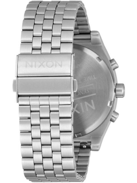 Nixon Time Teller Ανδρικό Ρολόι Χρονογράφος Μπαταρίας με Ασημί Μεταλλικό Μπρασελέ