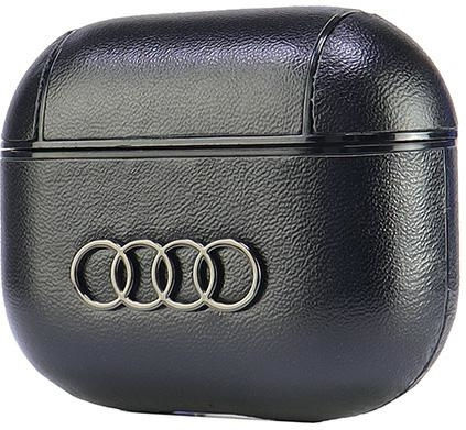 Audi Leather Big Logo Hülle Leder in Schwarz Farbe für Apple AirPods 3