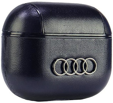 Audi Leather Big Logo Hülle Leder in Schwarz Farbe für Apple AirPods 3